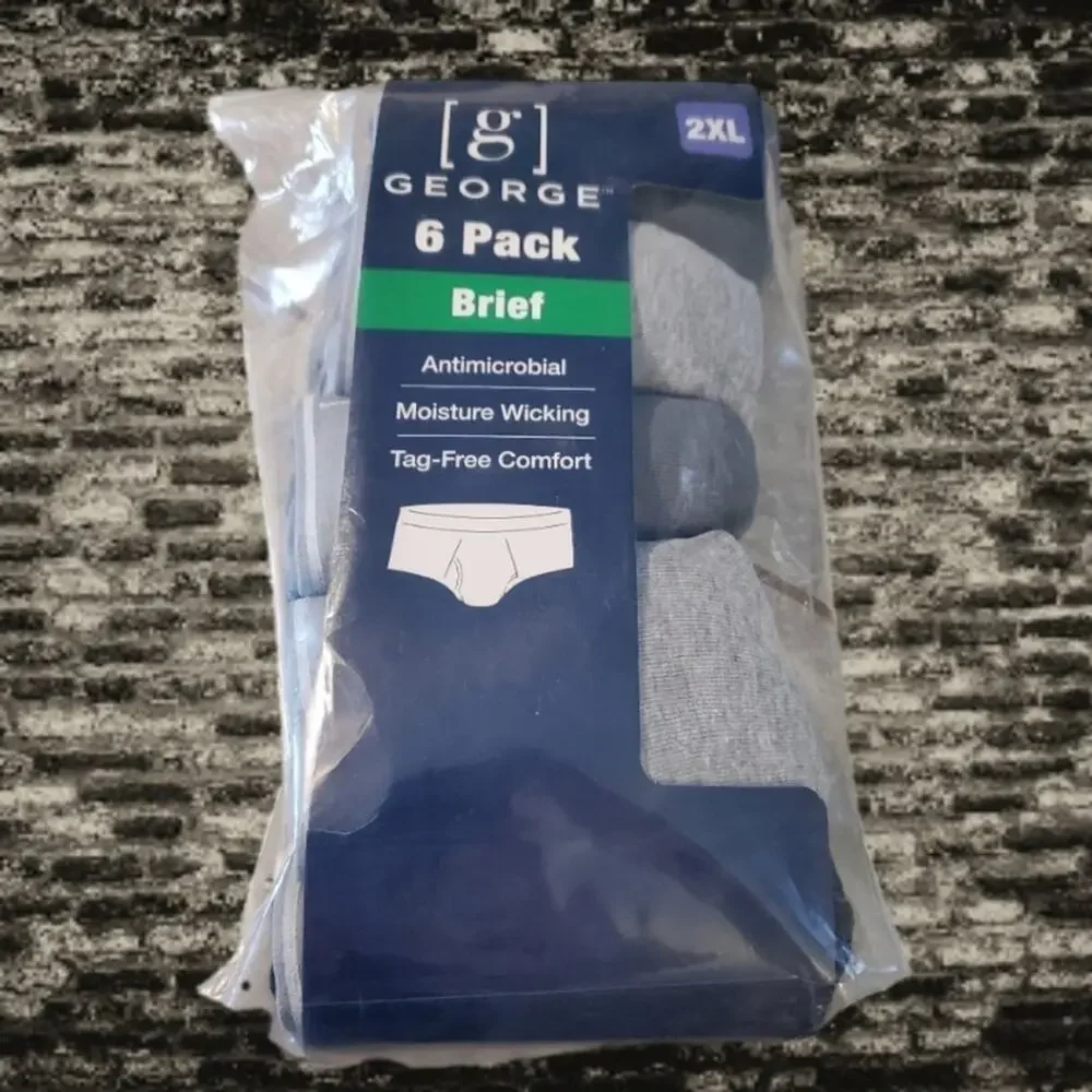 George Men's 6 pk Antimicrobial Moisture Wicking Tag Free briefs 2xl New